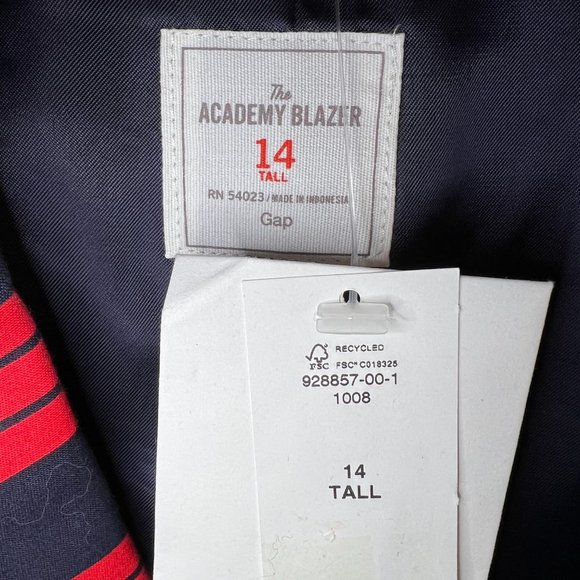 Banana Republic/Academy Blazer Jacket/Red and Navy Stripe/14 Tall/NWT - Picture 8 of 10